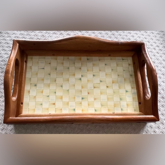 MacKenzie-Childs Other - NWOT rare MacKenzie-Childs retired Parchment Check acacia wood tray w/gift box